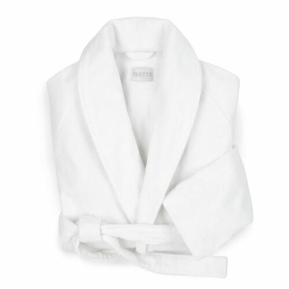NEW Frette UNISEX Velour Terry BATH Robe Shawl Collar White Cotton